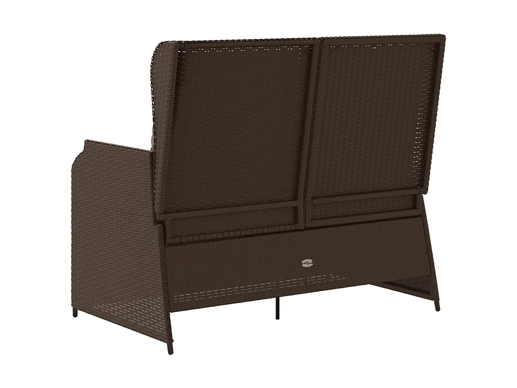 Panca Reclinabile da Giardino con Cuscini Marrone in Polyrattan