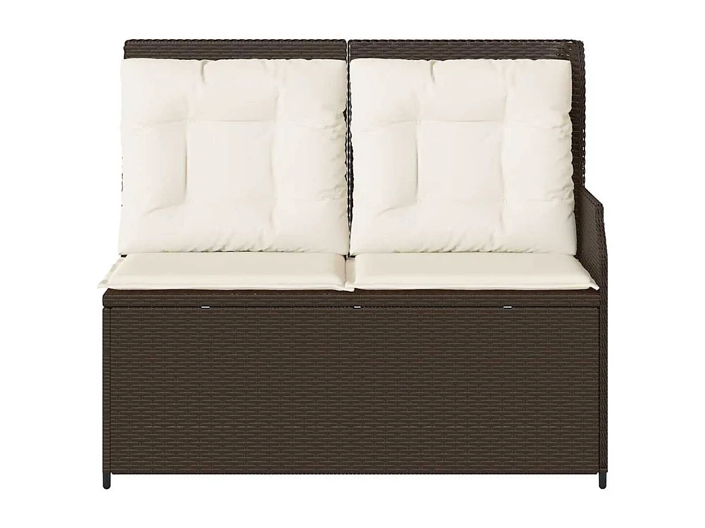 Banc inclinable de jardin avec coussins marron résine tressée