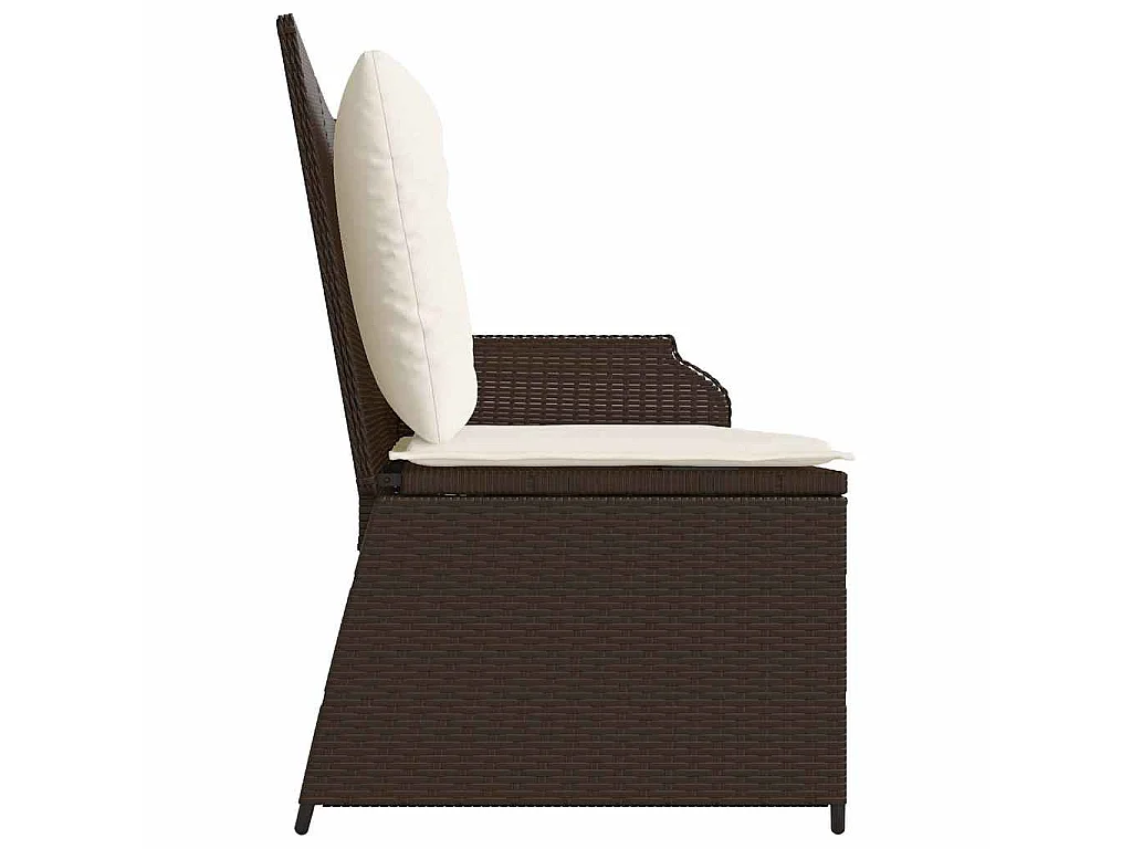 Banc inclinable de jardin avec coussins marron résine tressée