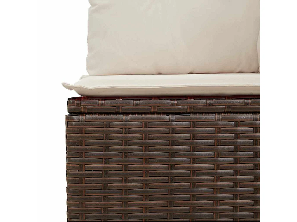 Banc inclinable de jardin avec coussins marron résine tressée
