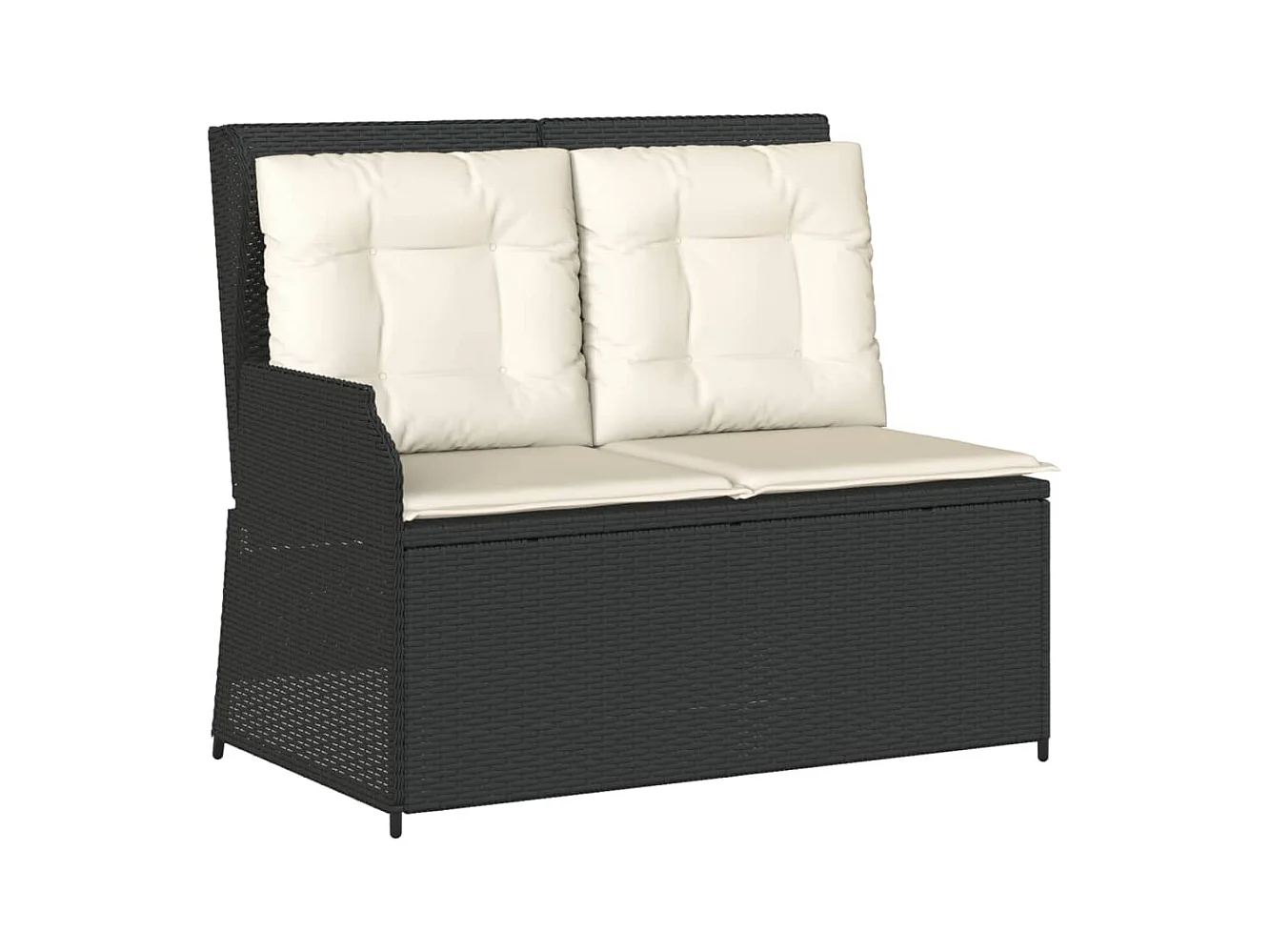 Banc inclinable de jardin avec coussins noir résine tressée