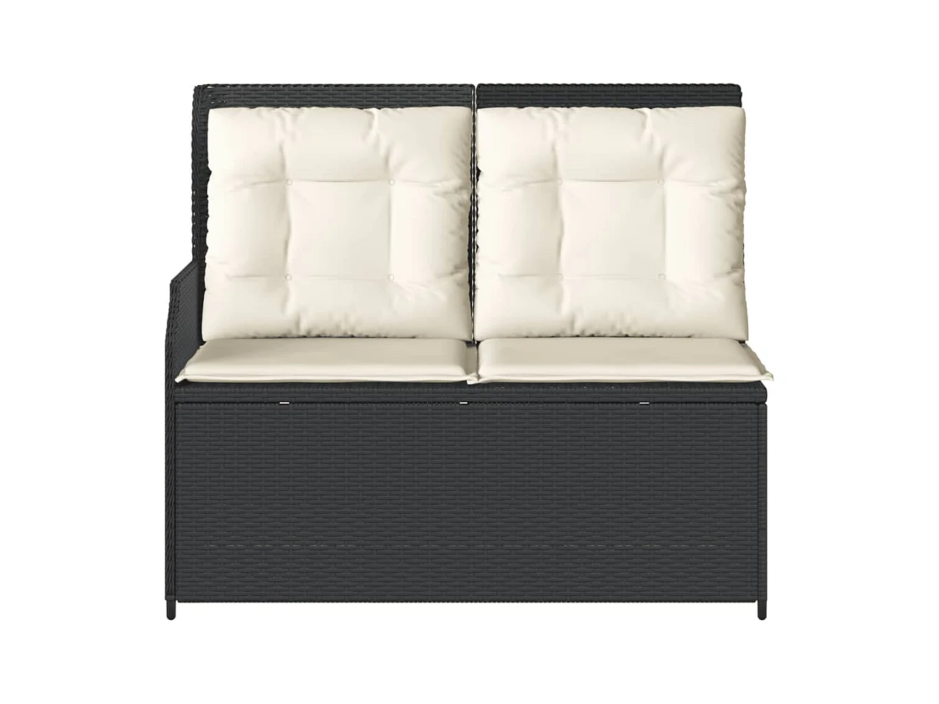 Banc inclinable de jardin avec coussins noir résine tressée