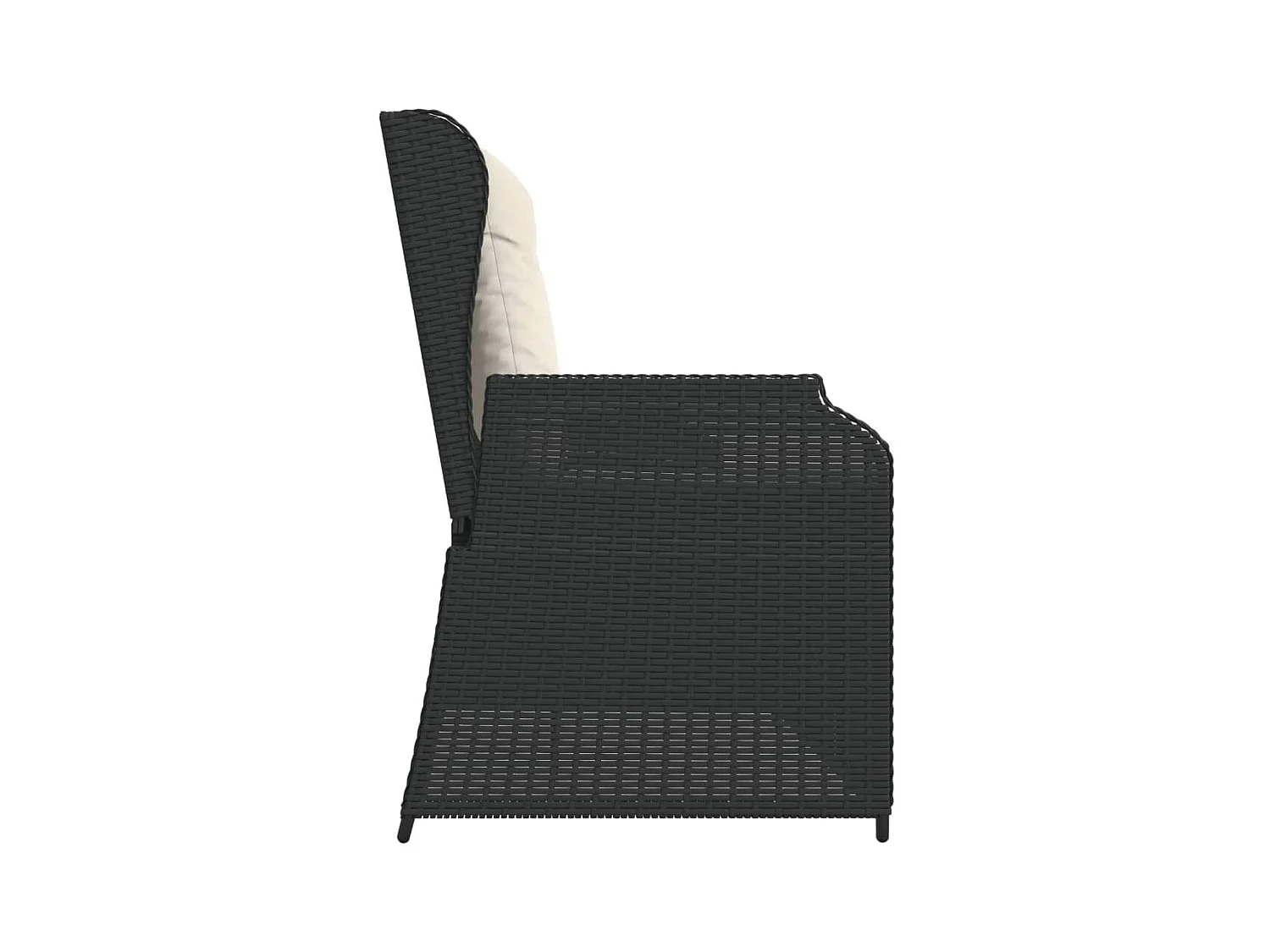 Banc inclinable de jardin avec coussins noir résine tressée