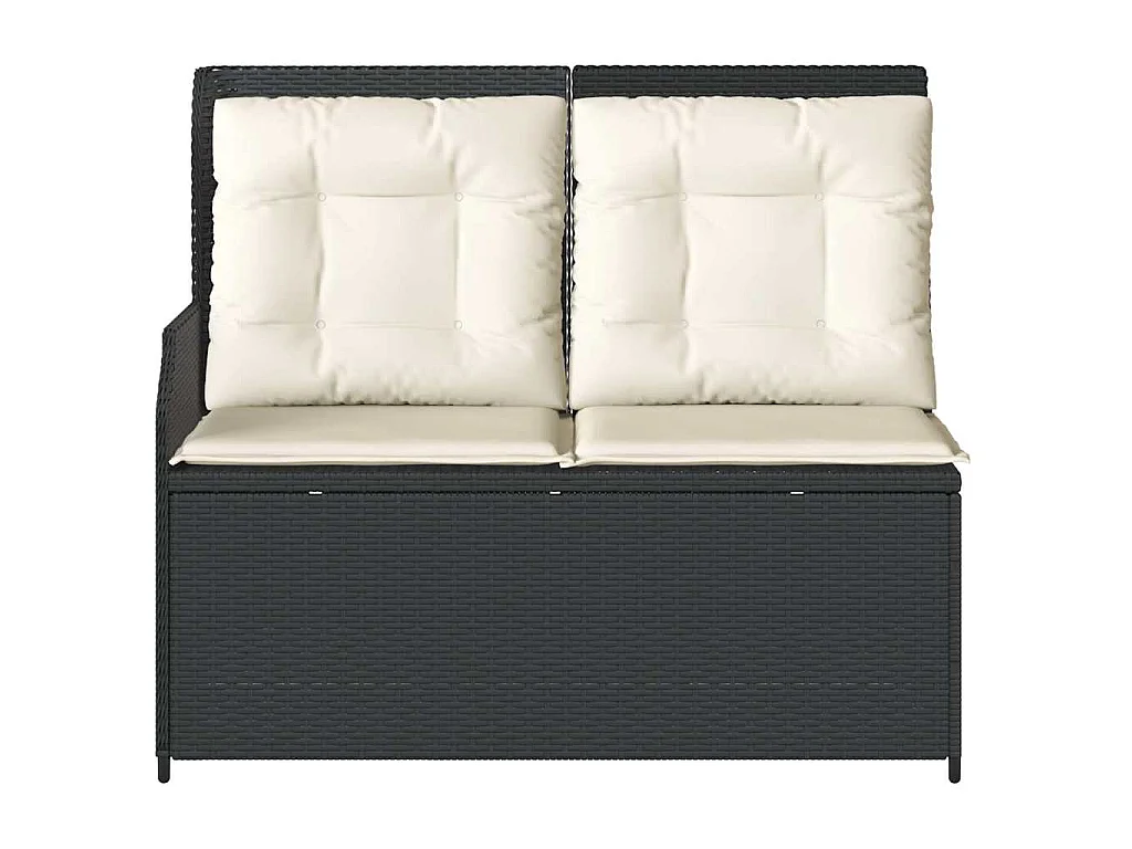 Banc inclinable de jardin avec coussins noir résine tressée