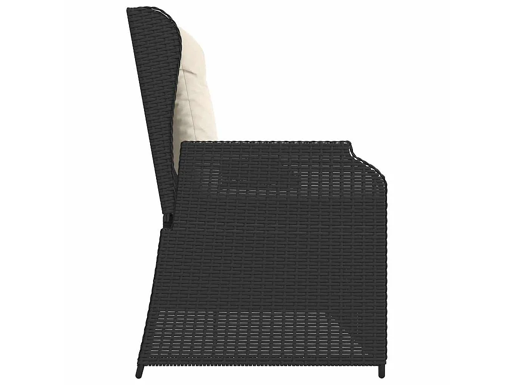 Banc inclinable de jardin avec coussins noir résine tressée