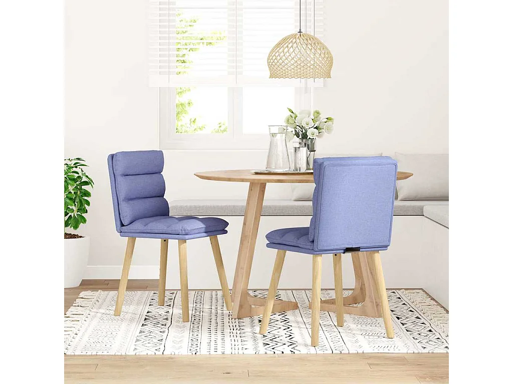 Chaises à manger lot de 2 bleu jean tissu
