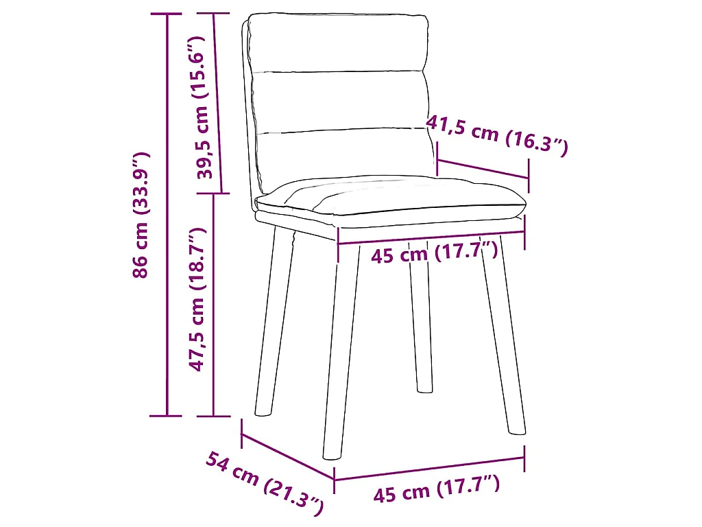 Chaises à manger lot de 2 bleu jean tissu