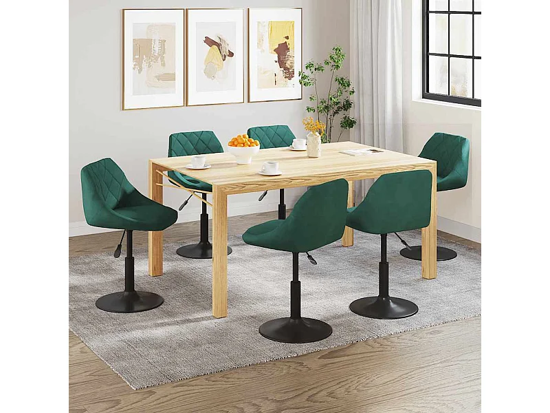 Cadeiras de jantar giratórias 6 pcs veludo verde-escuro