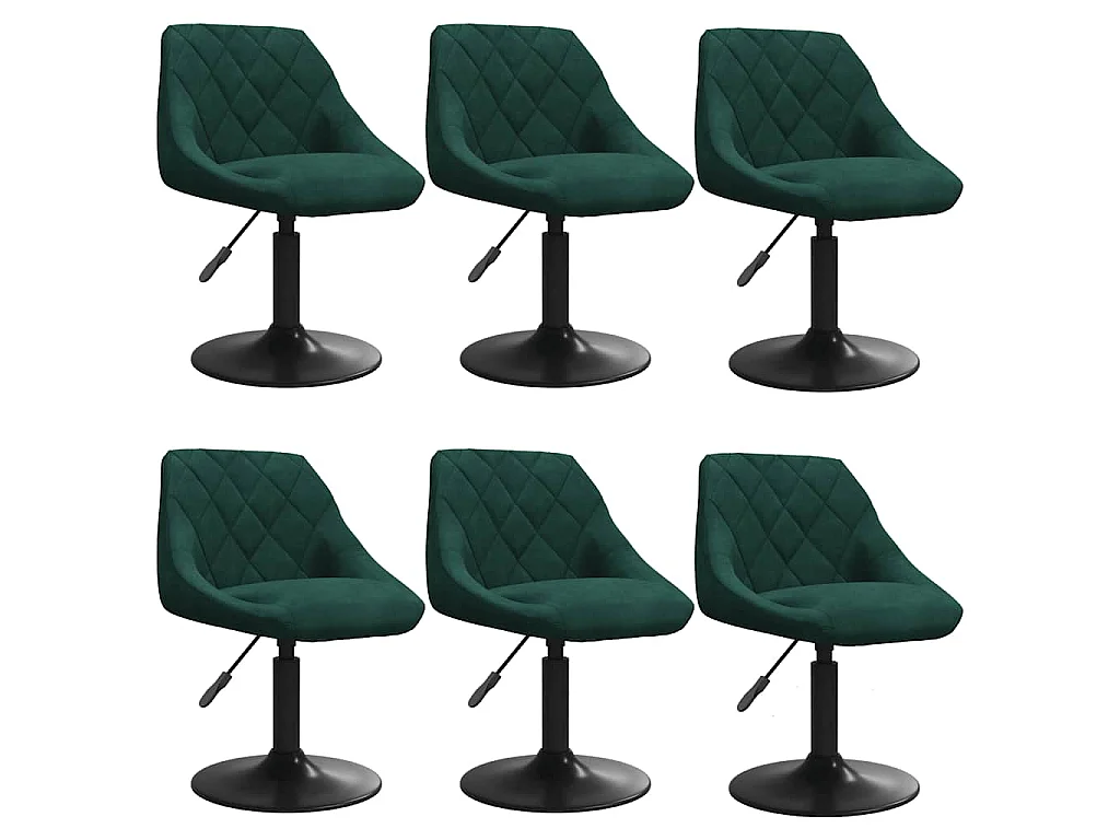 Chaises pivotantes à manger lot de 6 vert foncé velours