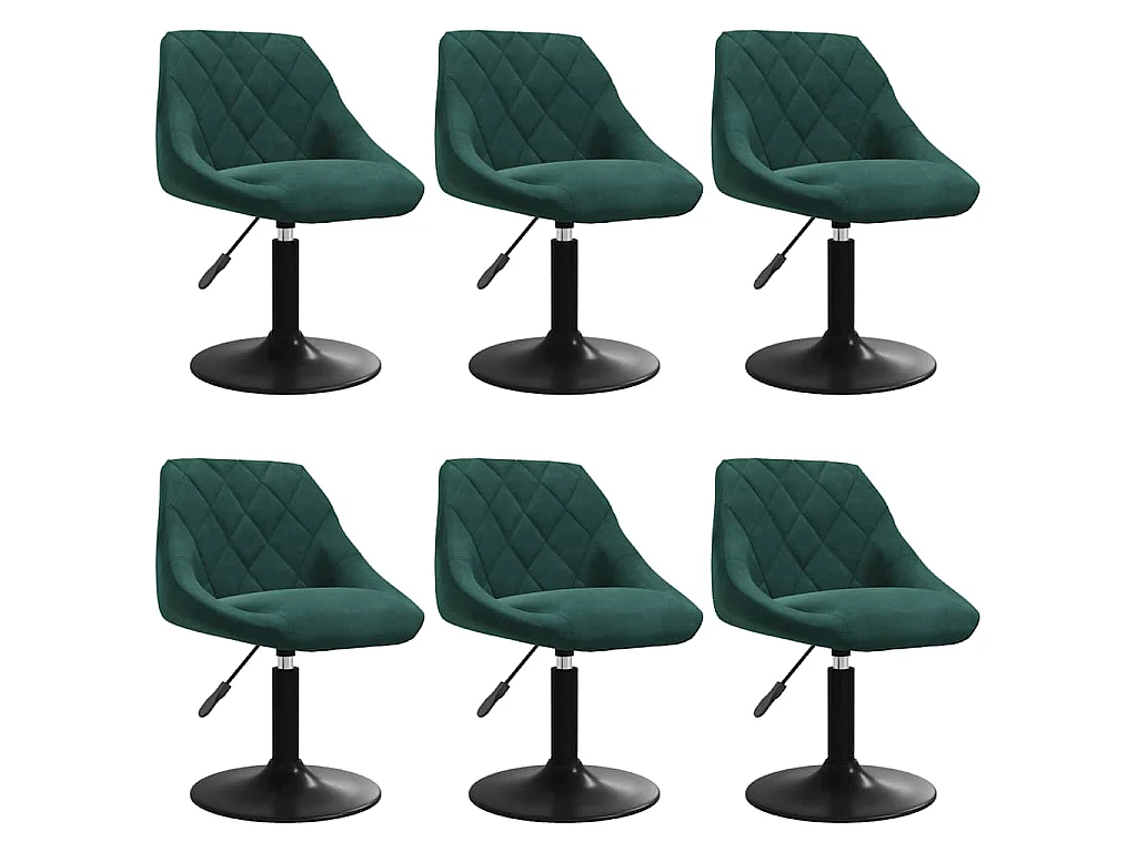 Chaises pivotantes à manger lot de 6 vert foncé velours