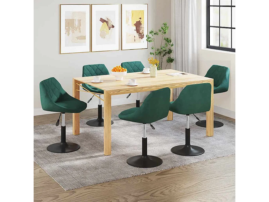 Chaises pivotantes à manger lot de 6 vert foncé velours
