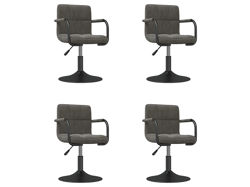 Chaises pivotantes à manger lot de 4 gris foncé velours