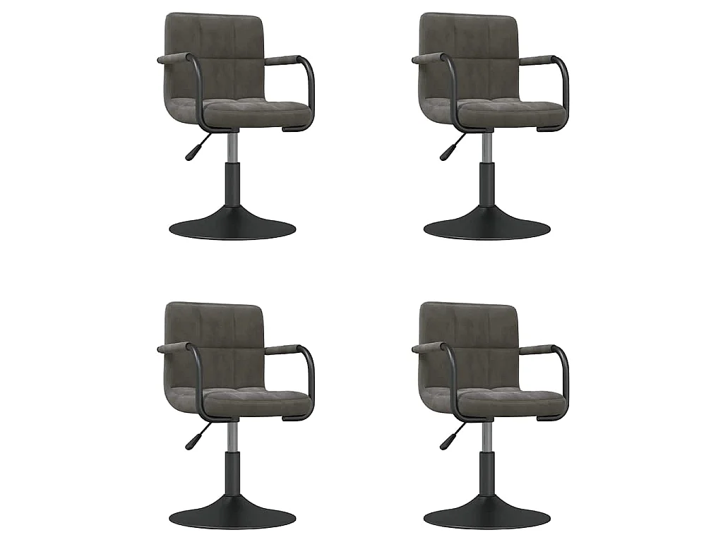 Chaises pivotantes à manger lot de 4 gris foncé velours