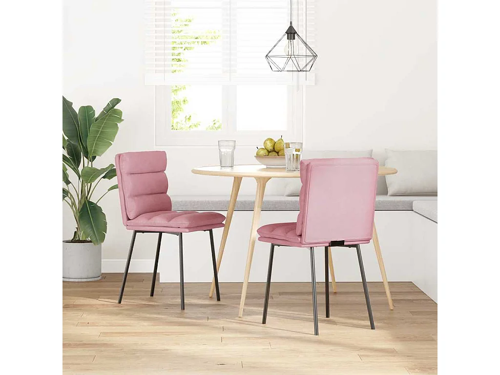 Cadeiras de jantar 2 pcs veludo rosa