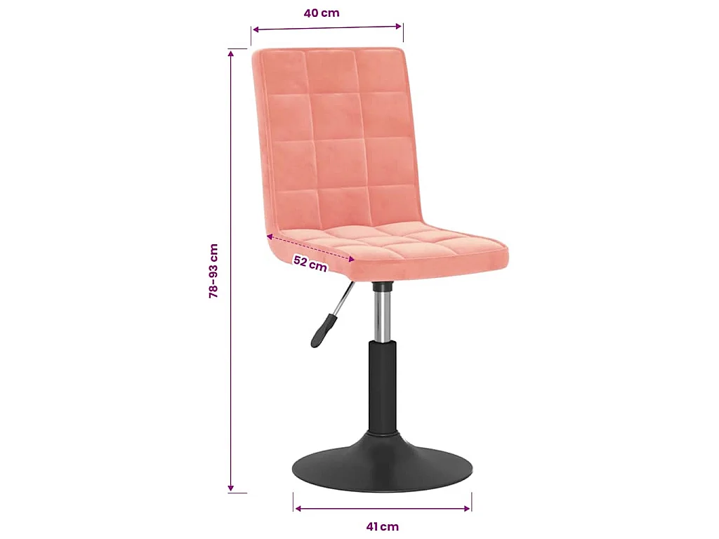 Chaises pivotantes à manger lot de 4 rose velours