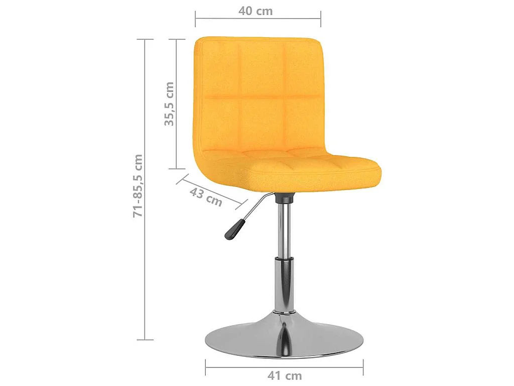 Chaises pivotantes à manger lot de 2 jaune tissu