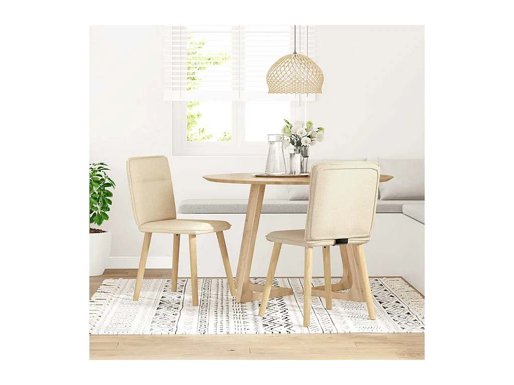 Chaises à manger lot de 2 crème tissu