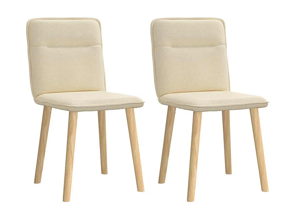 Cadeiras de jantar 2 pcs tecido cor creme