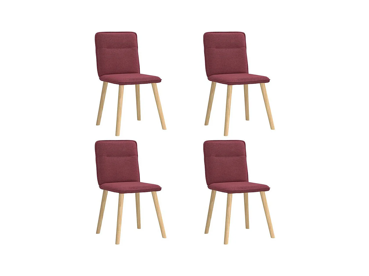 Chaises à manger lot de 4 rouge bordeaux tissu