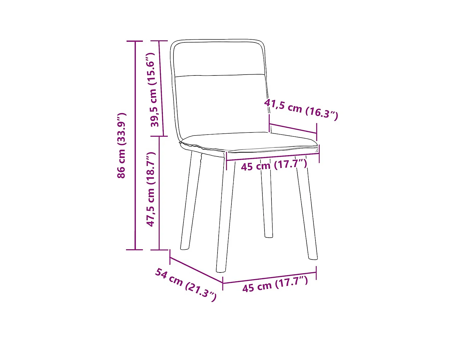 Chaises à manger lot de 4 rouge bordeaux tissu