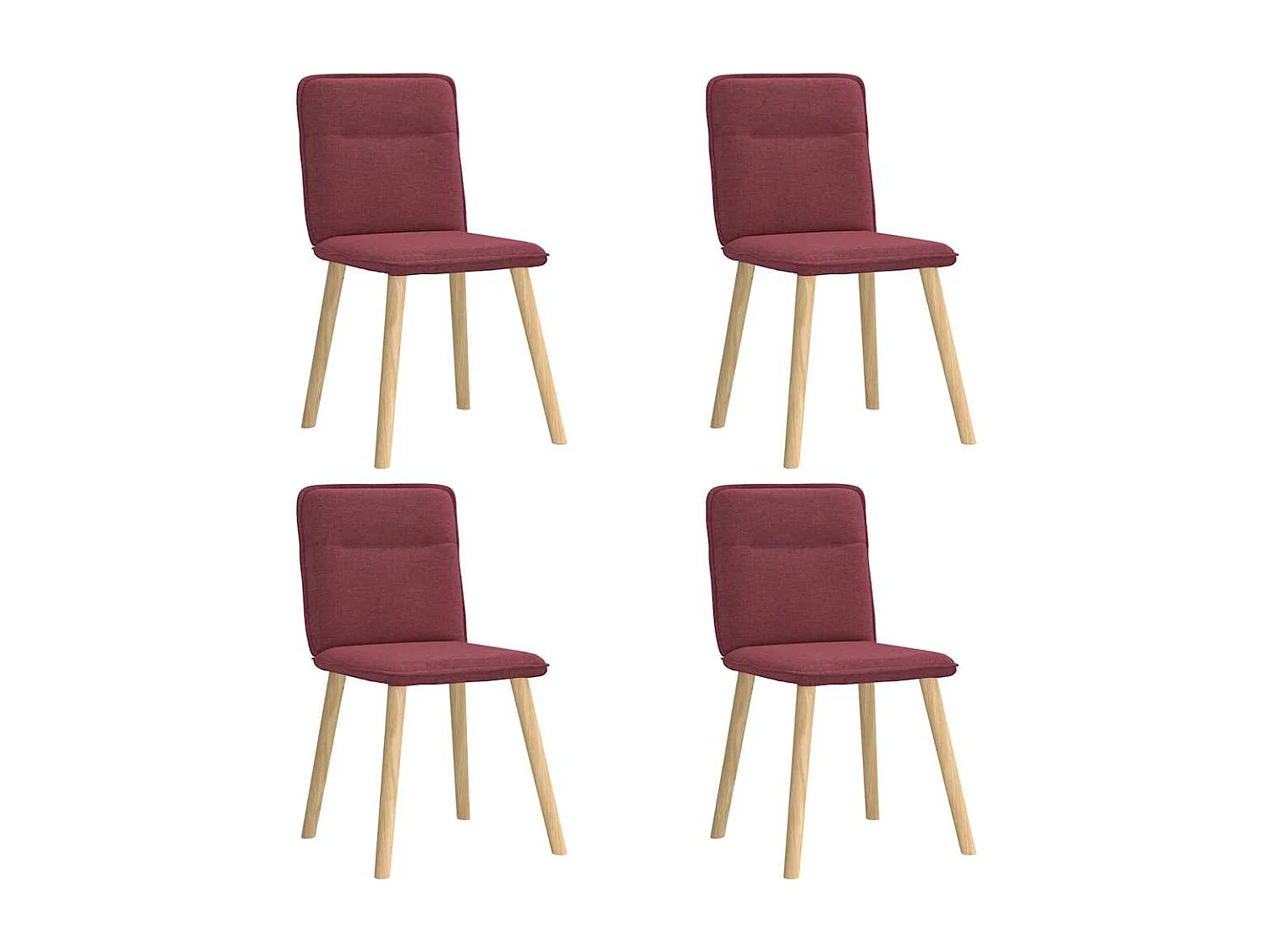 Chaises à manger lot de 4 rouge bordeaux tissu