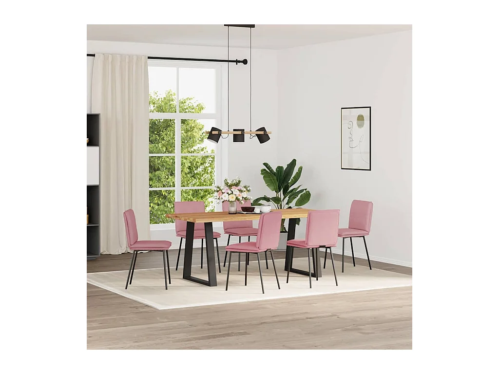 Chaises à manger lot de 6 rose velours