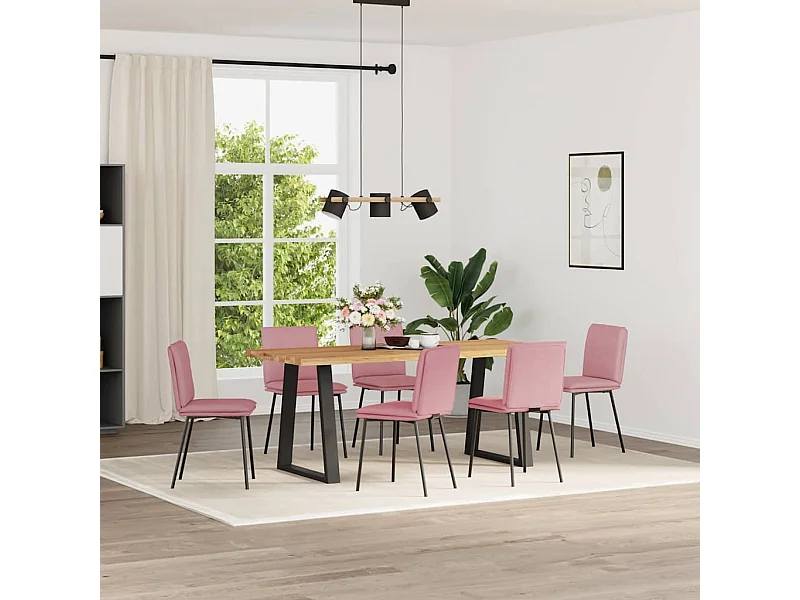 Eetkamerstoelen 6 st fluweel roze