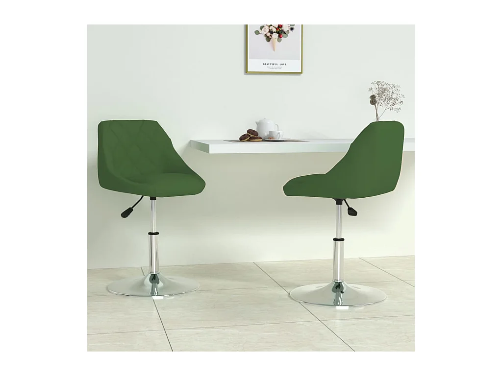 Chaises pivotantes à manger lot de 2 Vert foncé Velours