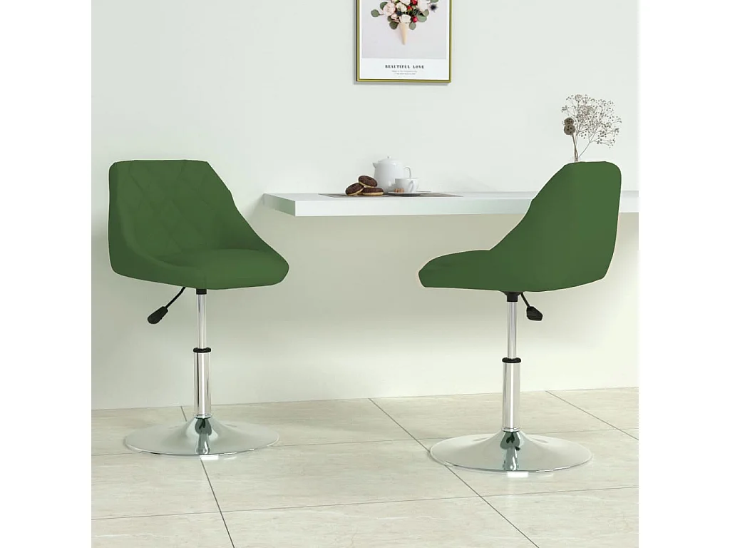 Sedie da Pranzo Girevoli 2 pz Verde Scuro in Velluto