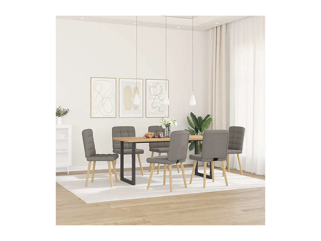 Chaises à manger lot de 6 taupe tissu