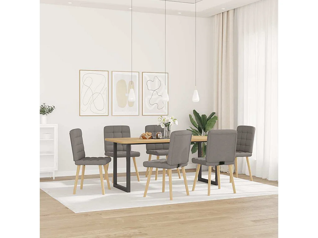 Chaises à manger lot de 6 taupe tissu