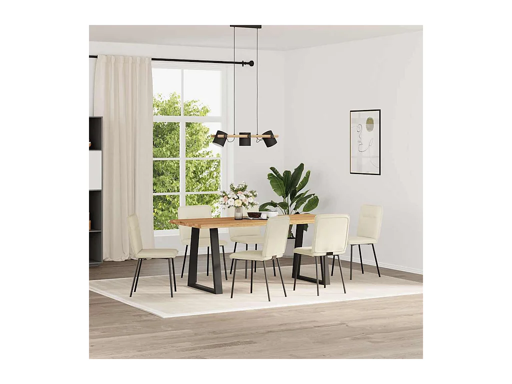 Chaises à manger lot de 6 crème velours