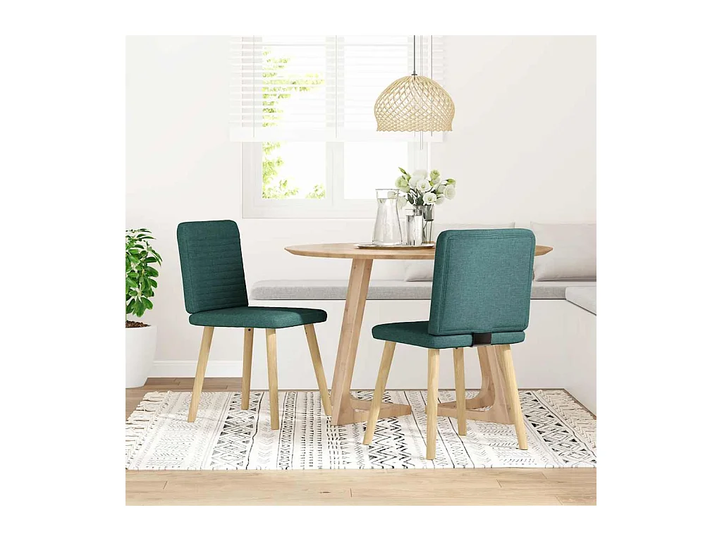 Sillas de comedor 2 unidades tela verde oscuro
