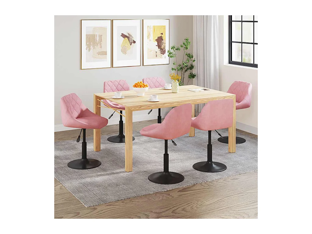 Eetkamerstoelen draaibaar 6 st fluweel roze