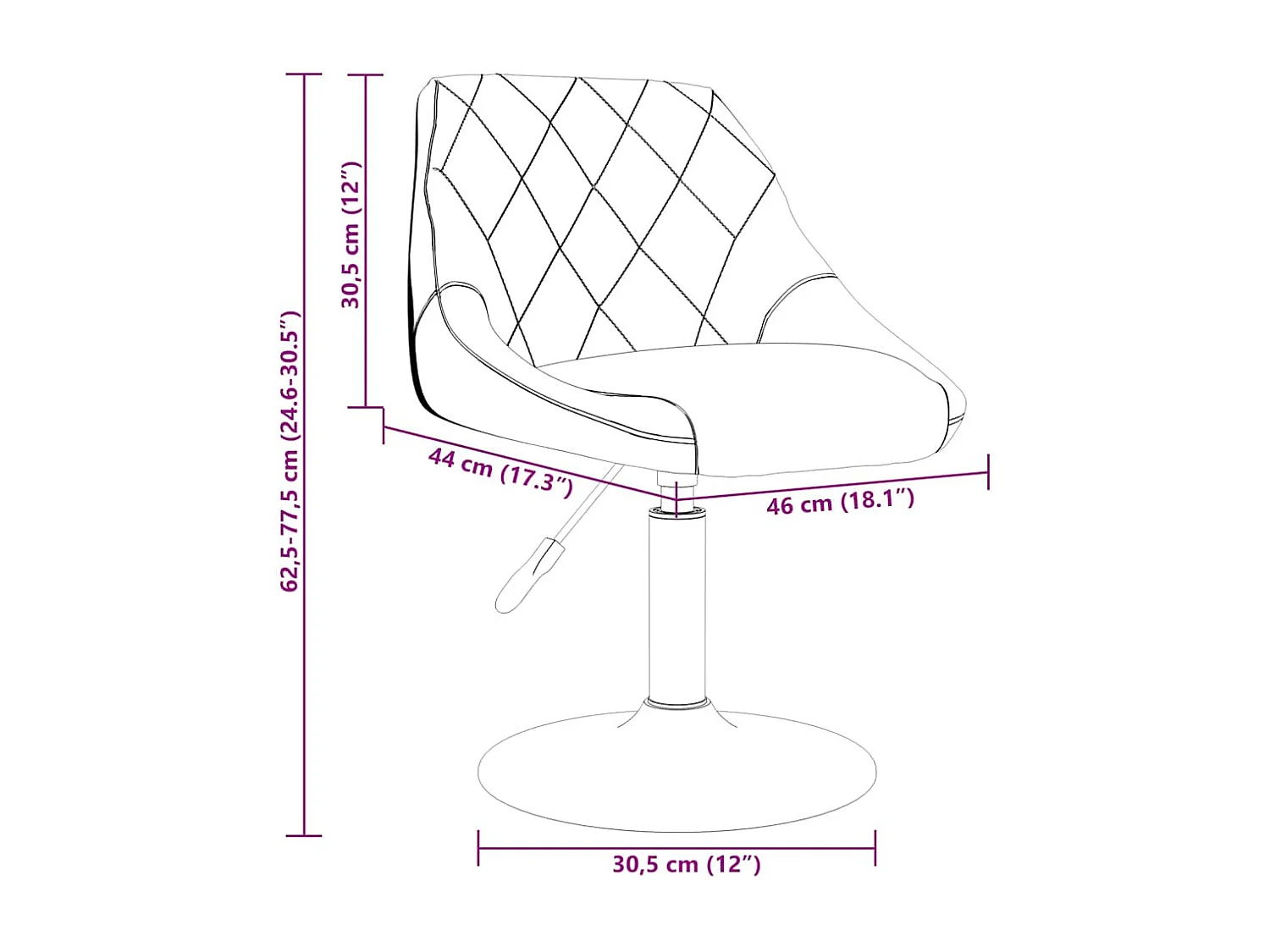 Chaises pivotantes à manger lot de 6 rose velours