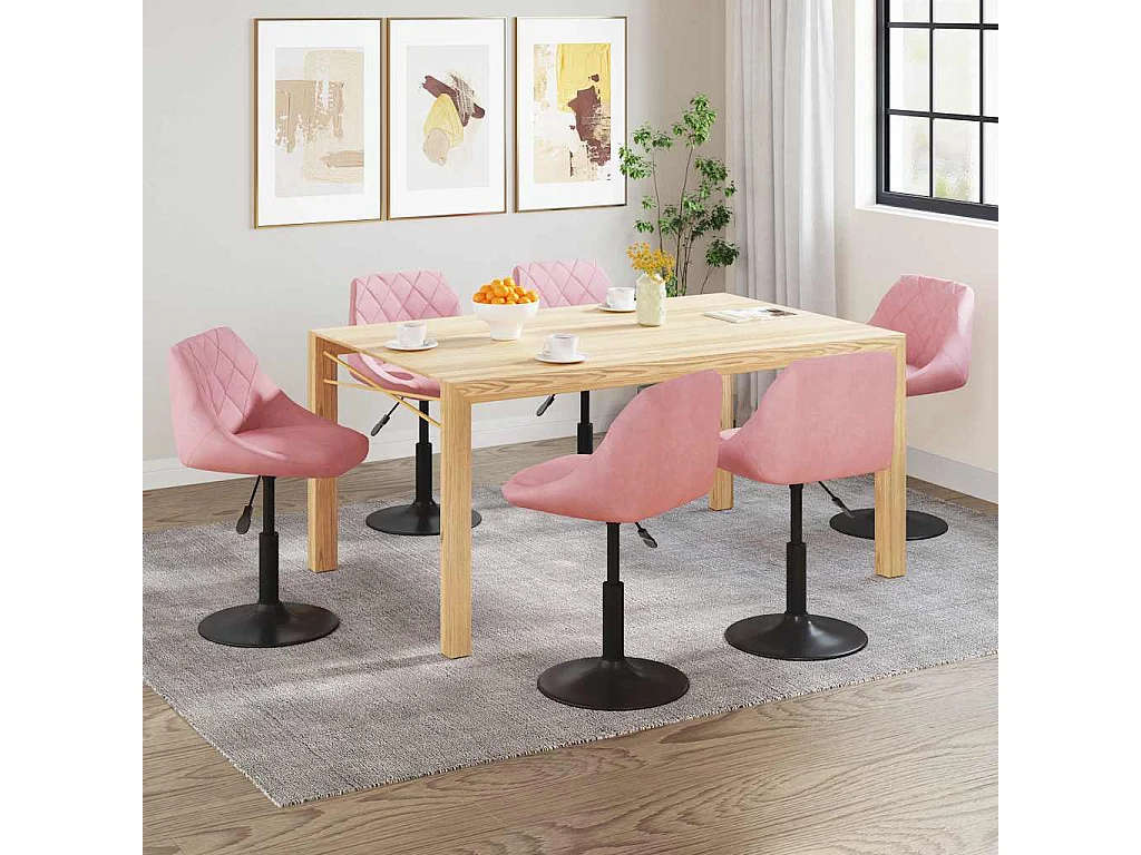 Sedie da Pranzo Girevoli 6 pz Rosa in Velluto