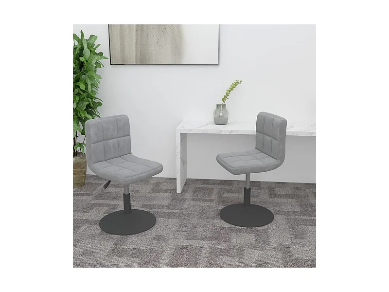 Esszimmerstühle 2 Stk. Drehbar Hellgrau Samt