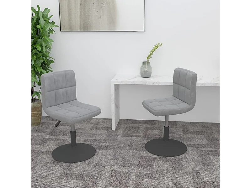 Chaises pivotantes à manger lot de 2 gris clair velours