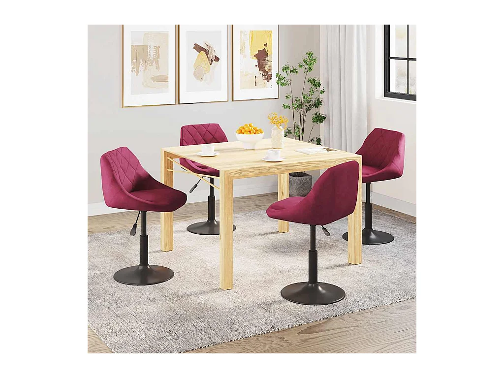 Chaises à manger pivotantes lot de 4 rouge bordeaux velours