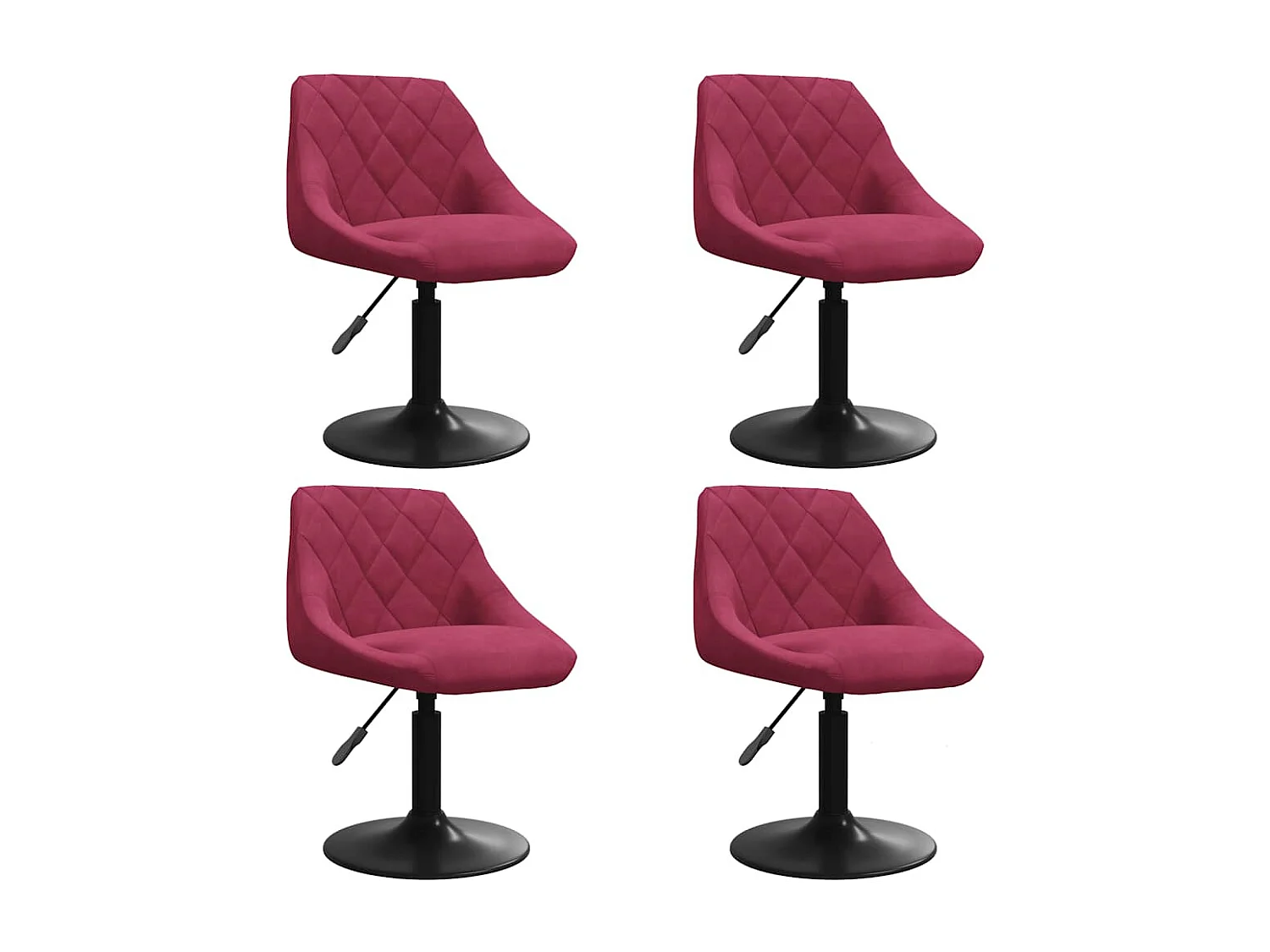 Chaises à manger pivotantes lot de 4 rouge bordeaux velours