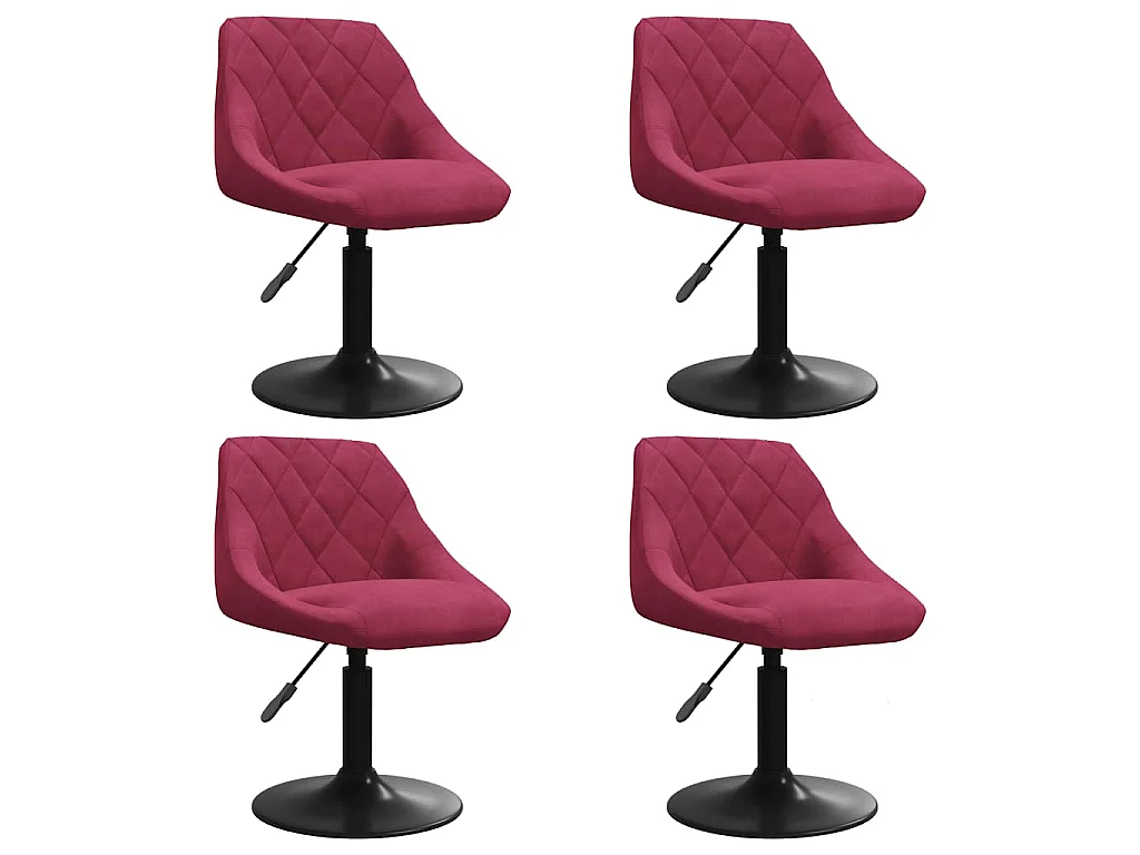Chaises à manger pivotantes lot de 4 rouge bordeaux velours