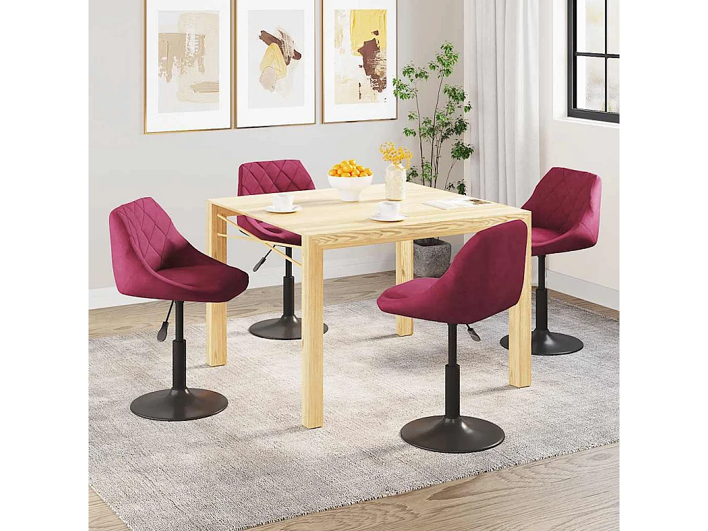 Chaises à manger pivotantes lot de 4 rouge bordeaux velours