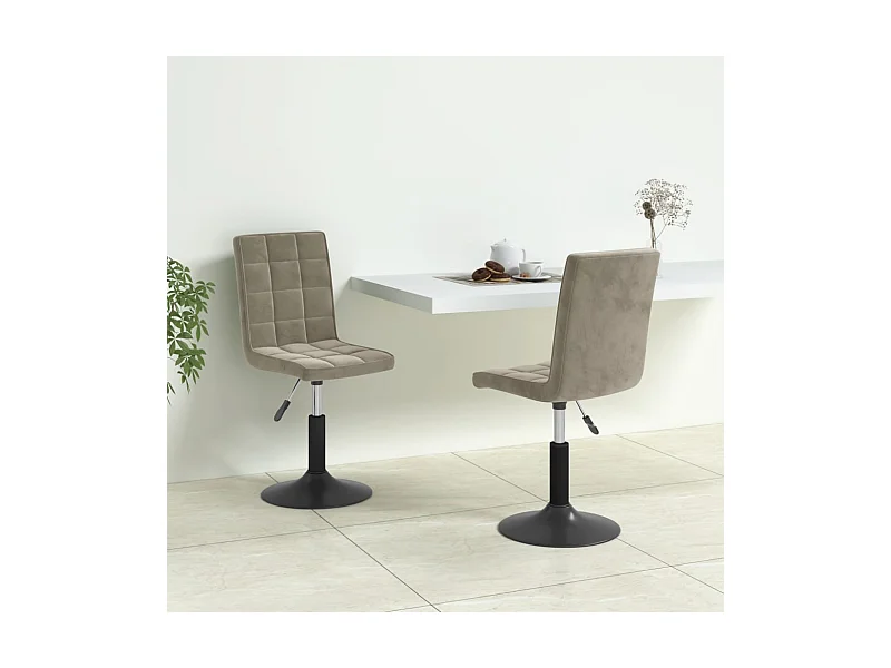 Esszimmerstühle 2 Stk. Drehbar Hellgrau Samt