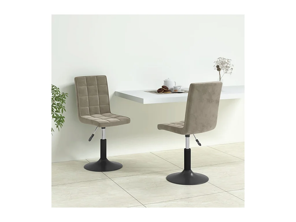 Chaises pivotantes à manger lot de 2 gris clair velours