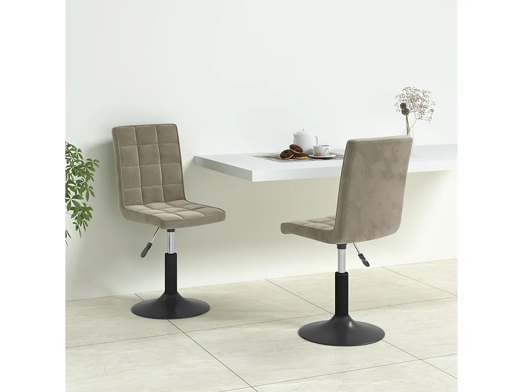 Chaises pivotantes à manger lot de 2 gris clair velours