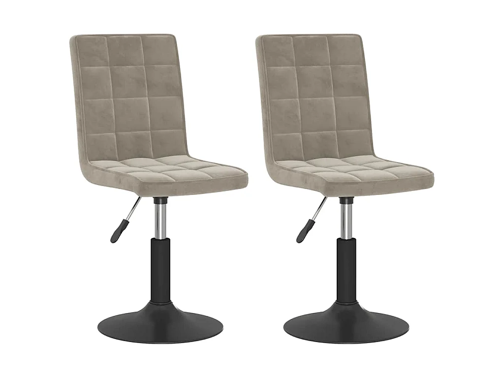 Chaises pivotantes à manger lot de 2 gris clair velours