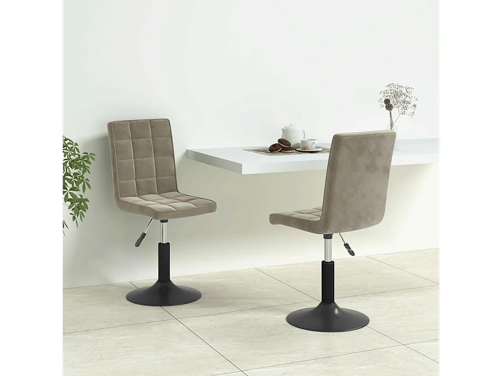 Chaises pivotantes à manger lot de 2 gris clair velours