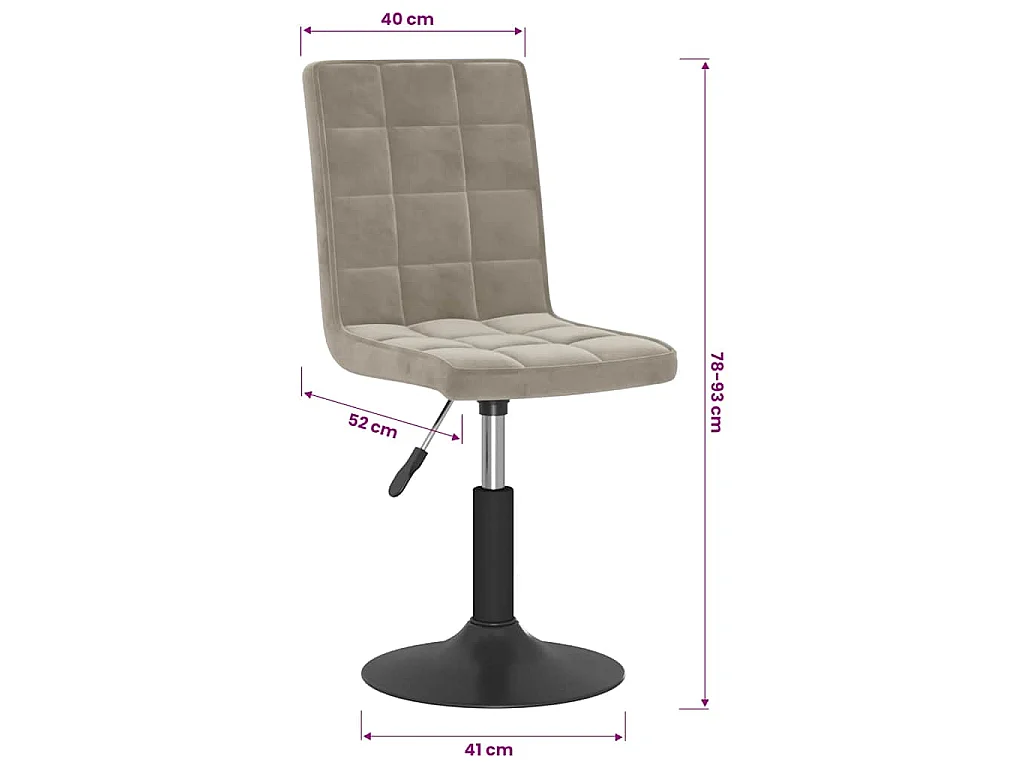 Chaises pivotantes à manger lot de 2 gris clair velours
