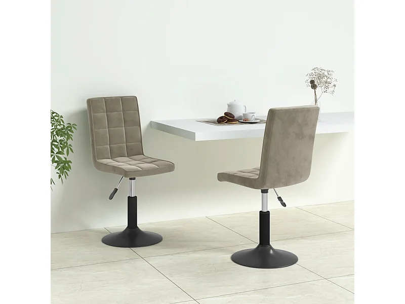 Chaises pivotantes à manger lot de 2 gris clair velours