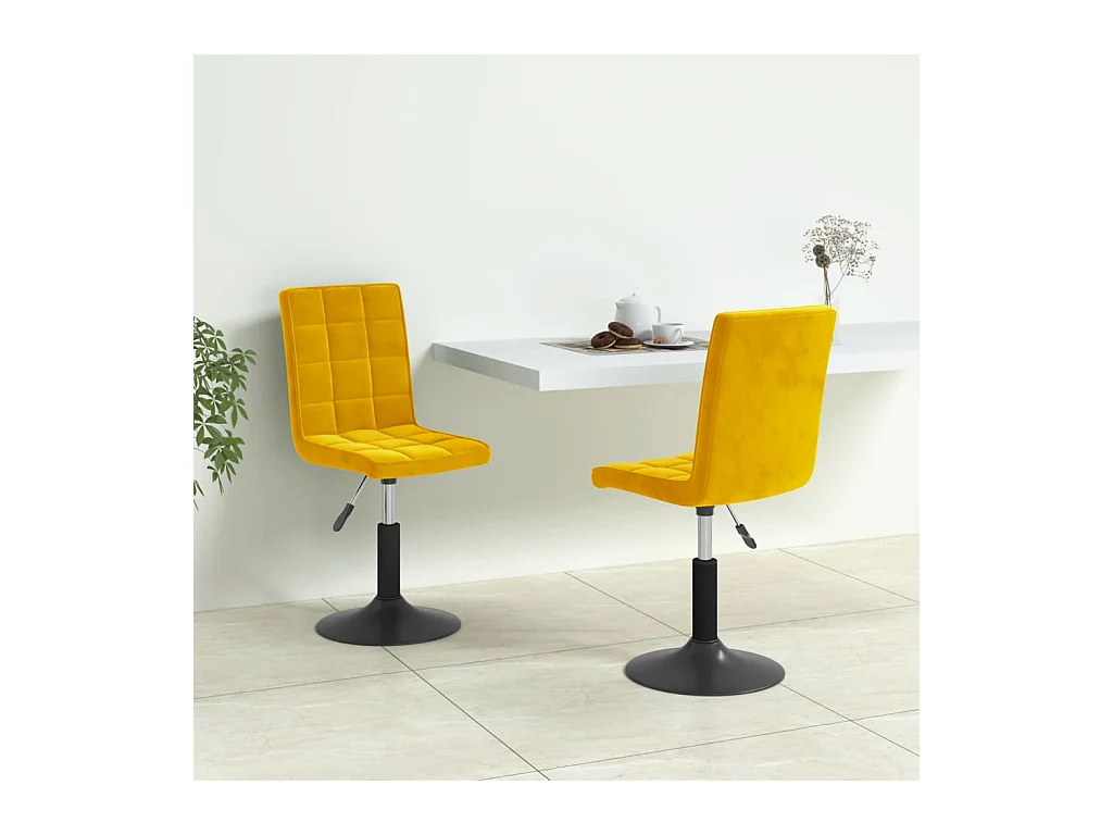 Chaises pivotantes à manger lot de 2 jaune moutarde velours